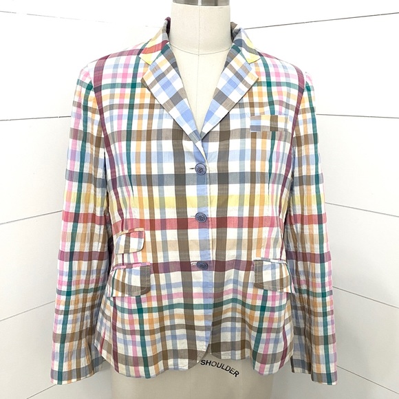 Vilagallo Jackets & Blazers - Vilagallo (Anthropology) Pastel Plaid Blazer, Size 46